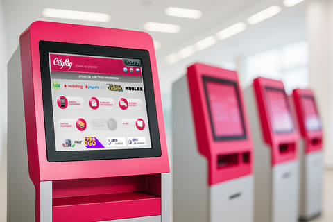 Kiosk with PayCenter Kiosk Network System software